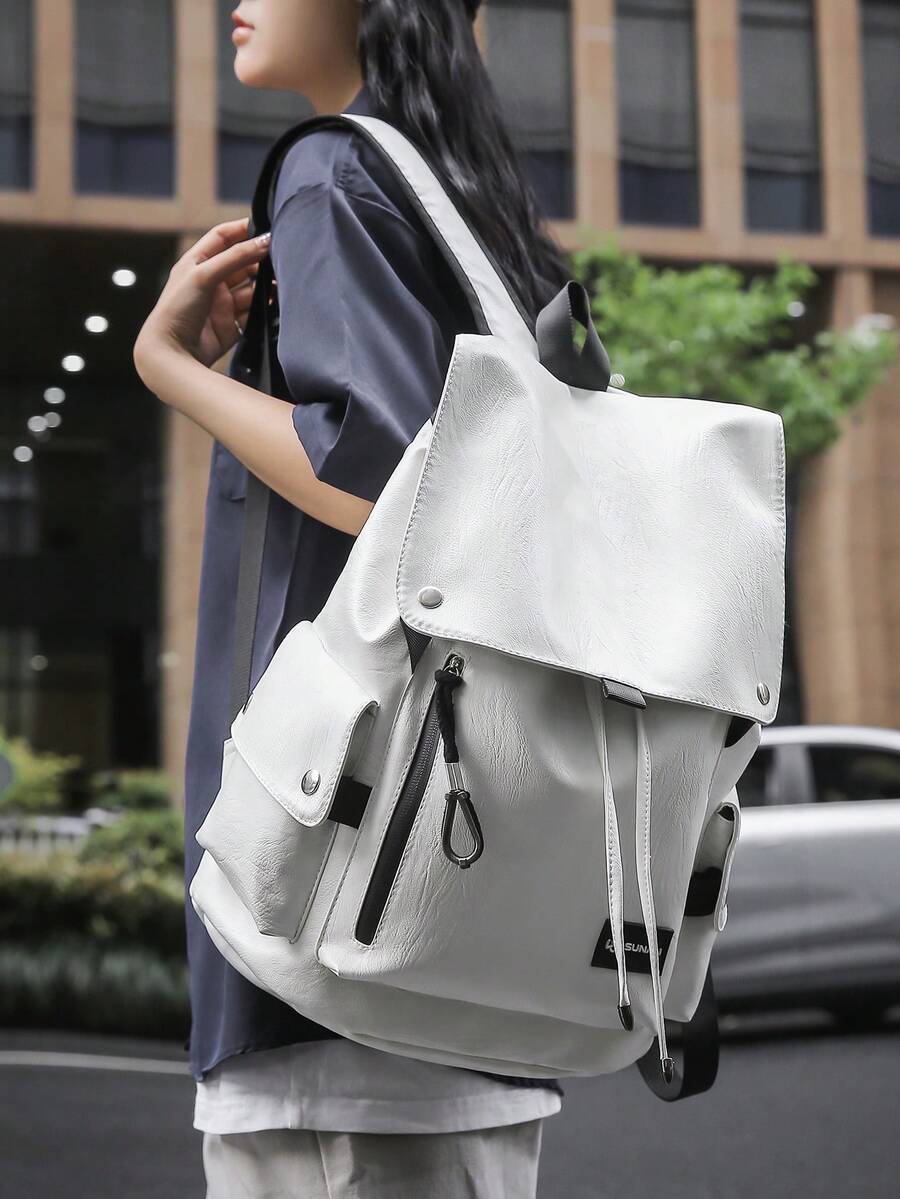 peach tree Mochila versátil de gran capacidad de PU con diseño de árbol de durazno - Blanco - Ver 1