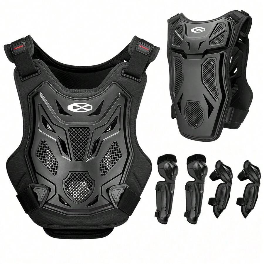 1 Pc Motorcycle Armor Vest Black Motorbike Vest Motocross Kneepads Elbowpads Riding Protective Motorcycle Chest Back Protection Motocross Armor Racing Vest Motorcycle Accessories Riding Essentials For Women Men Rider Gift - A - View 1