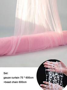 Ultra-Thin Chiffon Fabric 75*600cm, Includes 6m Bead Chain, Bed Curtain, Wedding Arch Curtain, DIY 3D Butterfly Wind Chime Pearl Door Curtain Decoration, Wedding Birthday Party Home Partition Decoration Background Photo Prop - Multicolor 2 - View 12