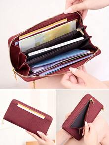 FOREVER MIYIN RFID Blocking Women Long Zip Around Wallet, Crocodile & Woven, Large Capacity Multi‑Card Slots Back & Coin Pocket, Phone‑Compatible Daily Travel - Multicolor - View 10