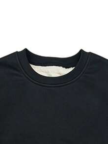 Women's Winter Casual Sports Solid Color Crew Neck Sweatshirt, Suitable For Running, Cycling, Hiking, Gym Workouts, Versatile Style - Black - View 5