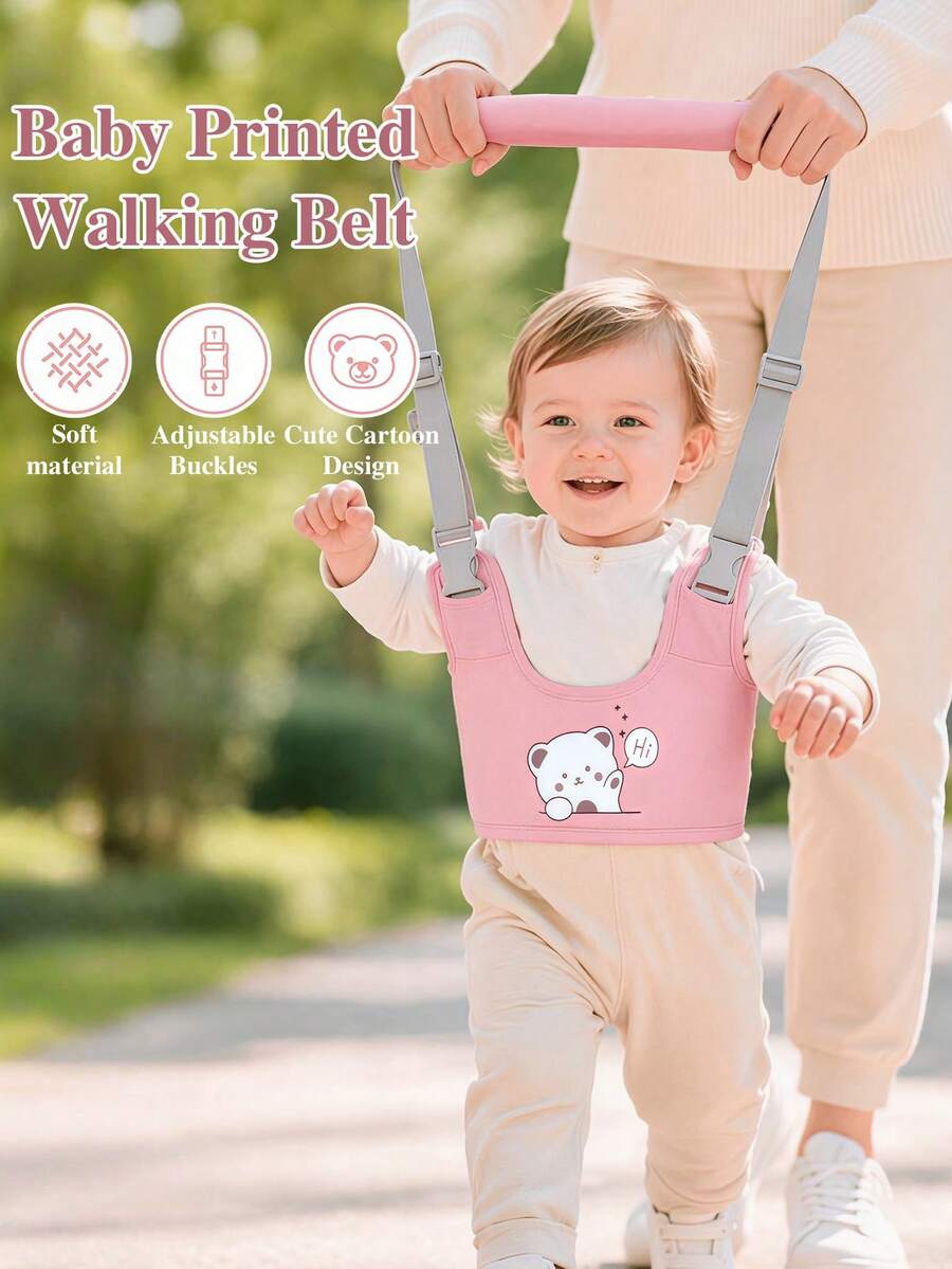 Cartoon Baby Walking Harness, Baby Walking Traction Strap, Infant Anti-Fall Walking Support Belt, Toddler Walking Traction Rope, Wide Sponge Soft Handle, Adjustable Double Shoulder Straps Fit Different Height Babies, Assist 6-18 Months Old Babies Practice Standing And Walking, Suitable For Home Indoor And Outdoor Community Strolling
