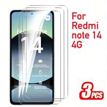 3pcs Tempered Glass Screen Protector For Redmi Note 15 /Note 15 Pro /15 Pro+ /Note 15 4G/5G /Note 14 Pro+ /Note 14 Pro 4G/5G, 3D 9H Curved HD Anti-Scratch Anti-Fall Screen Protector, Supports Fingerprint Unlock - Clear - View 8