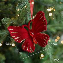 Luxury And Exquisite Red Flocked Christmas Ornament, Christmas Tree Decoration, Snowflake, Reindeer, Bow, Bell Pendant, Christmas Ornament, Christmas Gift. - Multicolor - View 25