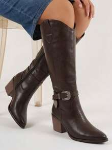 Women Mid-Calf Boots - Brown - View 2