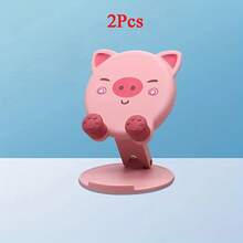 1pc Cute Pink Pig Shaped Mobile Phone Holder, Designed As Adorable Animal Shape, This Creative Desktop Stand Is Portable And Foldable, A Convenient Essential For Travel And Home Use! - Multicolor - View 15