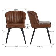 WAHSON OFFICE CHAIRS 4PCS Velvet Kitchen Chair Side Dining Chairs Armless Tub Chair With Metal Legs - Brown - 4 Pieces - View 4