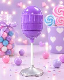 Paleta Pastel, color lila llamativo, incluye popote y base, contenedor para dulces, para que tu fiesta tenga un dulcero original, ideal para regalar en cualquier ocasión, mide 40 cm de altura por 13 cm de diámetro - Unitalla - Ver 1