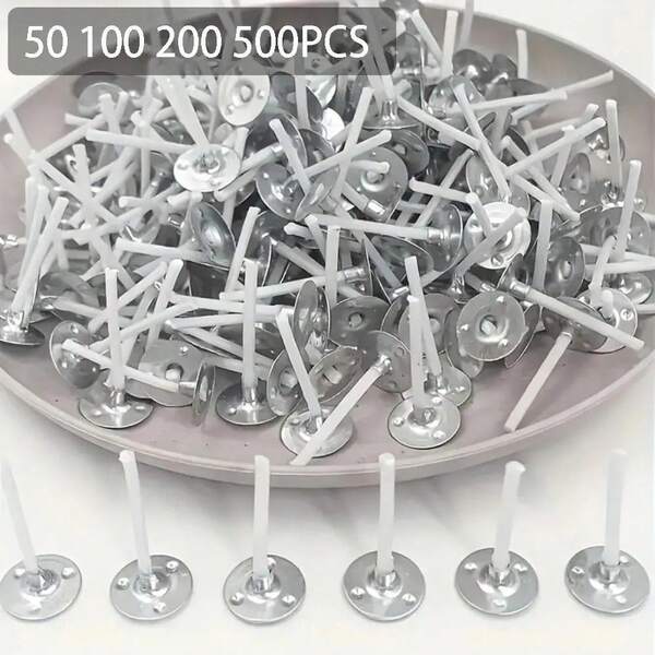 50/100/200/500pcs Tea Wax Wicks 2.6cm(1 Inch) Braided Wicks Soy Wax Handmade Accessories Aromatherapy Candle Making Kit DIY Tools