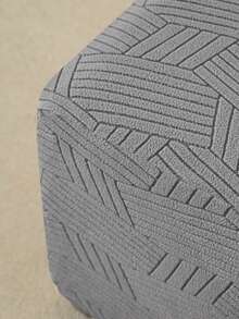 1pc/2pcs Jacquard Ottoman Stool Covers All Inclusive Pouf Footstool Slipcover Stretch Home Sofa Footrest Covers For Hotel Bar Living Room - Light Grey - View 5