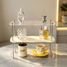 1pc Detachable Acrylic Desktop Organizer - Fashionable Double-Layer Design For Organizing, Makeup And Beauty Products - Space-Saving, Easy To Assemble, Durable Display - Multicolor - View 5