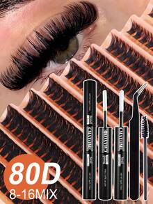 CMAYOME 720/648 DIY Complete Set Of Cluster Adhesive False Eyelashes - Includes Soft False Eyelash Clusters In 8 To 16mm Different Lengths, Soft And Fluffy Touch. This Set Includes Cluster False Eyelashes, Waterproof Glue, Tweezers And Brush. - Multicolor - View 14