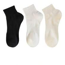 6/10 Pairs Women's New Coffee Color Series Multi-Function Solid Color Short Socks, Simple Comfortable Soft, Suitable For Student Style, Girl Forest Style, Sports Style, Elastic Waistband Anti-Slip Short Socks, Suitable For All Seasons Wear - Multicolor - View 10
