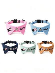 Kalung Kucing Personalisasi dengan Nama & Jejak Kaki Kustom - Cocok untuk Pemakaian Sehari-hari, Properti Foto, Lonceng & Gesper, Dasi Kupu-kupu Ringan dan Nyaman untuk Label, Papan Nama, untuk & Jalan-jalan - MultiWarna - View 4