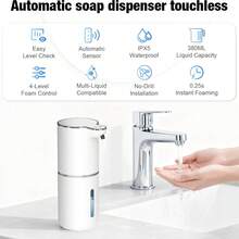 DONASIRA Dispenser Sabun Cuci Tangan Otomatis Sensor Pintar, Kapasitas 380ML, Pengaktifan Sentuh, Layar Lampu Rendah Suara, Mode Kontrol Busa/Cairan yang Dapat Diatur 4 Tingkat, Dapat Diisi Ulang Type-C, Aksesori Dapur dan Kamar Mandi - Beraneka warna - View 2