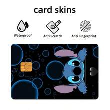4pcs Disney Stitch Bubble Pattern Credit Card Stickers, Waterproof Removable PVC Debit Card Protective Film, Bank Card IC Card Decorative Stickers - One Size - View 3