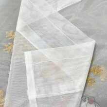 Christmas Solid Color Kitchen Curtain Set, Embroidered With Santa Claus Sleigh Reindeer, Christmas Tree, Snowflake, Bell, Rod Pocket Pleated Sheer Curtain, Semi-Transparent Christmas Window Decor, Suitable For Home, Cafe, Kitchen, Holiday Party Decoration - White - View 3