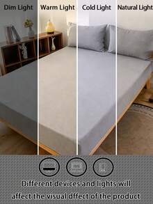 Juego de sábanas de 3 piezas suave y cómodo de cepillado de color camello - Gris Claro - Ver 9