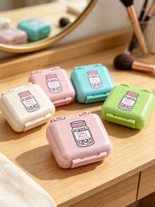 Mini 6-Compartment Portable Pill Box, Medicine Storage Box, Travel Pill Case, 6-Compartment Small Pill Box With Pill Box Pattern, Sealed Pill Storage Box, 6-Day Weekly Storage Box, First Travel Pill Storage Box, Daily Vitamin Pill Box, Pocket Pill Storage Box, Charming Storage Box, Home Essential, Travel Essential - Multicolor - View 5