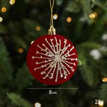 Luxury And Exquisite Red Flocked Christmas Ornament, Christmas Tree Decoration, Snowflake, Reindeer, Bow, Bell Pendant, Christmas Ornament, Christmas Gift. - Multicolor - View 12