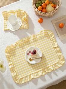 2/6/12/120pcs Plaid Ruffled Napkins, Farmhouse Style Home Kitchen Decor, Reusable Washable Napkins Suitable For Restaurants, Kitchens, Weddings, Bridal Showers, Parties, Dining Table Decoration - Multicolor - View 3
