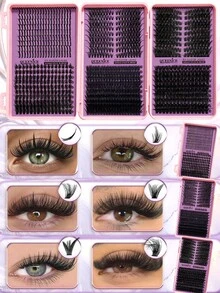DIY Eyelash Extensions Kit With Mega Volume Lash Clusters, Individual Cluster False Eyelashes, Dense Wispy Fluffy Lashes, Soft Lightweight Natural Look Eyelashes, Reusable Lash Extension Set For Beginners, Home, Wedding & Party - Black - View 4