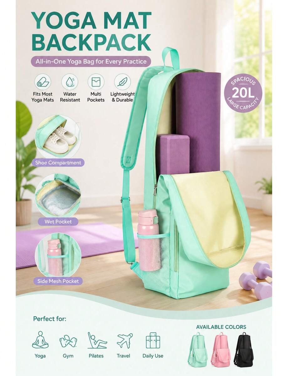 Women's Yoga Backpack Large Capacity, With Dedicated Yoga Mat Compartment And Multiple Pockets, Lightweight Fitness Gym Travel Backpack, Fashionable Sports Tote Bag Suitable For Yoga Classes, Workouts, Daily Commute And Weekend Trips