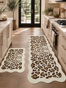 DAJIANG 1pc Leopard Print Bow Oval Long Rug, Suitable For Bathroom, Kitchen, Outdoor, Hallway, Bedroom, Living Room, Machine Washable, Easy To Clean Entryway Mat, Non-Slip Bedroom Decor Rug Accessory - Multicolor - View 5