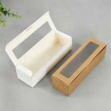 Caja de papel plegable con ventana transparente, caja de regalo de fiesta de papel, caja de embalaje rectangular, caja de exhibición con tapa abatible, caja de almacenamiento, DIY, fiesta, cumpleaños, vacaciones, boda, suministros de exhibición y embalaje para la fabricación de joyas - como se muestra - Ver 2