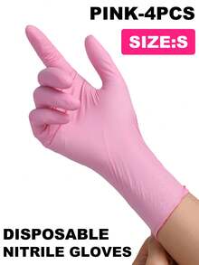 100/50/8/4pcs Disposable Black Nitrile Gloves, Suitable For Kitchen, Tattoo Shop, Hair Salon, Pet Grooming Shop, Nail Salon And Home Cleaning. Made Of High-Quality Nitrile Material, Comfortable To Wear, Suitable For Home And Professional Use. (Packaging Box Not Included) - Pink - View 5