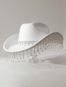 1 Piece Women's Crown Teardrop Tassel Western Cowboy Hat Travel Rhinestone Casual Party Festival Wedding Jazz Hat Suitable For Daily Wedding Party - Multicolor - View 23