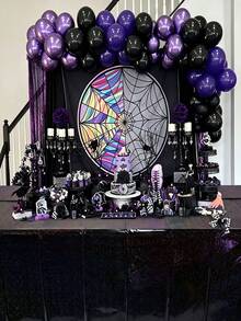 1Pc/ 3Pcs Iridescent Black Plastic Tablecloths, Shiny Disposable Laser Rectangle Table Covers, Holographic Foil Tablecloth For Halloween Birthday Space Graduation Black Themed Party, 54x108Inch - View 5