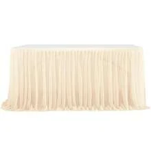 6FT/9FT Polyester Tulle Wedding Table Runner 1pc, Romantic Elegant Table Skirt For Reception Desk, Wedding, Hotel, Kitchen, Outdoor Event Decor, Food Photography Backdrop, Birthday Party, Valentine's Day, Christmas, Thanksgiving - Champagne - View 8