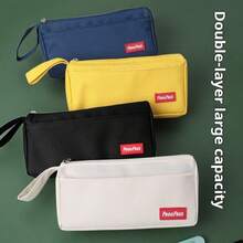 1pc/1set Minimalist Black Pencil Case, Large Capacity Stationery Storage, Durable And Sturdy, Suitable For Classroom Learning, Daily Storage, Office, School, Home Use, Back To School Season Essential - A - View 3