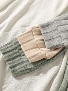 3pcs/Set Baby Boy Autumn/Winter Warm Fleece Solid Color Long Sleeve Snap Button Open Crotch Rompers - Multicolor - View 5