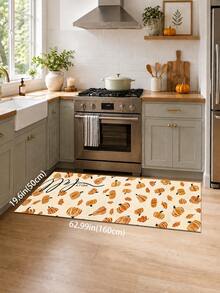 1pc Pumpkin Pattern Kitchen Mat, Fun Holiday Style, Suitable For Autumn Party, Bathroom, Room, Kitchen, Sink Area And Home Holiday Decor, Foot Mat, Pet Mat - Multicolor - View 9