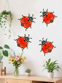 1/3pcs Acrylic Ladybug Wall Decor, Beetle Shaped Colorful Hanging Ornament, Suitable For Outdoor Fence, Window, Living Room, Porch, Patio And Home Wall Garden Decoration - Multicolor - View 6
