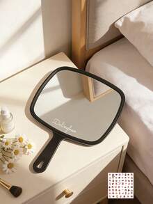 1PC Oversized Square Handheld Mirror, Square Back With Polished Texture, Hangable/Handheld, High-Definition Floating Mirror Surface, Bedroom/Living Room/Bathroom Multi-Scene Decor, Back-To-School Season Decoration Gift, Valentine's Day/Wedding Season/Christmas/Mother's Day Lightweight Souvenir Gift - Multicolor - View 4