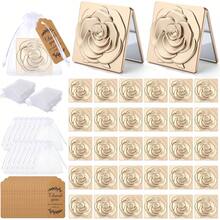 30pcs/10sets Rose Compact Mirror Gift Bulk Pocket Mirror With Thank You Label, Wedding Guest Bridal Shower Party Favor Souvenir (Gold) - one-size - View 1