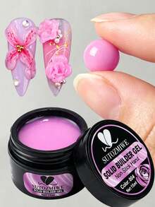 FULL BEAUTY 15ml 紫粉色固態建構凝膠 不黏手 UV 3D 美甲雕塑造型凝膠，適用於 3D 玫瑰花雕刻、美甲延長 DIY 美甲美甲用品 - 粉色 - 查看 3