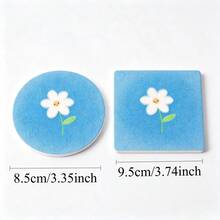 Minimalist Fresh White Daisy Acrylic Coasters, Absorbent Heat-Insulating Non-Slip Bottom Square & Round Floral Cup Mats For Home Desktop Protection Decor, Housewarming Gift - Multicolor - View 11