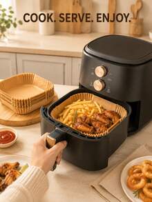 5 Packs 500Pcs Large Family Pack Air Fryer Liners, 6.5in Square Oil-Resistant Parchment Paper For 3–5 QT Air Fryers, Disposable Basket Inserts For Roasting And Baking - Multicolor - View 8