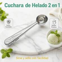 Cuchara de Acero Inoxidable para Helado con Clip de Cierre - Plateado - Ver 1