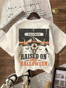 Retro Western 90s Halloween, Western Skeleton Witch Hat Pattern, Graphic Fall Clothes For Women - Multicolor - View 4