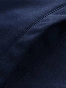 Men's 2-Piece Sports Set, Fleece Lined Zip-Up Hooded Jacket, Sweatpants, Striped Sleeve Letter Print Casual Sports Outfit - Navy Blue - View 7