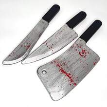 Halloween Prank Realistic Plastic Blood Knife, Bloody Sharp Knife Cosplay Prop Curved Blade Ghost Festival Toy, Halloween Costume, Prank Toy, Holiday Gift, Halloween Gift, Party - Multicolor - View 6