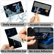 4pcs Disney Stitch Bubble Pattern Credit Card Stickers, Waterproof Removable PVC Debit Card Protective Film, Bank Card IC Card Decorative Stickers - One Size - View 4