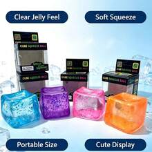 1 buah Mainan Squishy Kubus Kristal Es Warna-warni, Bahan Jelly TPR Transparan Tinggi dengan Glitter dan Gelembung, Berbagai Pilihan Warna Segar, Mudah Digenggam dengan Satu Tangan, Ideal untuk Pelajar dan Pekerja Kantoran untuk Meredakan Stres, Pilihan Hadiah yang Bagus - MultiWarna - View 4
