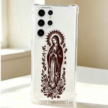 1PC Vintage Religious Prayer Figure Print, TPU Transparent Soft Shell Anti-Drop Protective Case, Four-Corner Anti-Drop Design, Suitable For Galaxy S25/S26 Plus/S24/S23/S22/S21/A55/A56/A16 And More. Perfect For Personal Use Or As A Gift. - Multicolor - View 1