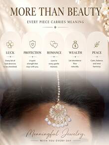 outingfit 1pc Vintage Bridal Forehead Chain Pearl Hair Chain Wedding Jewelry - Gold - View 6